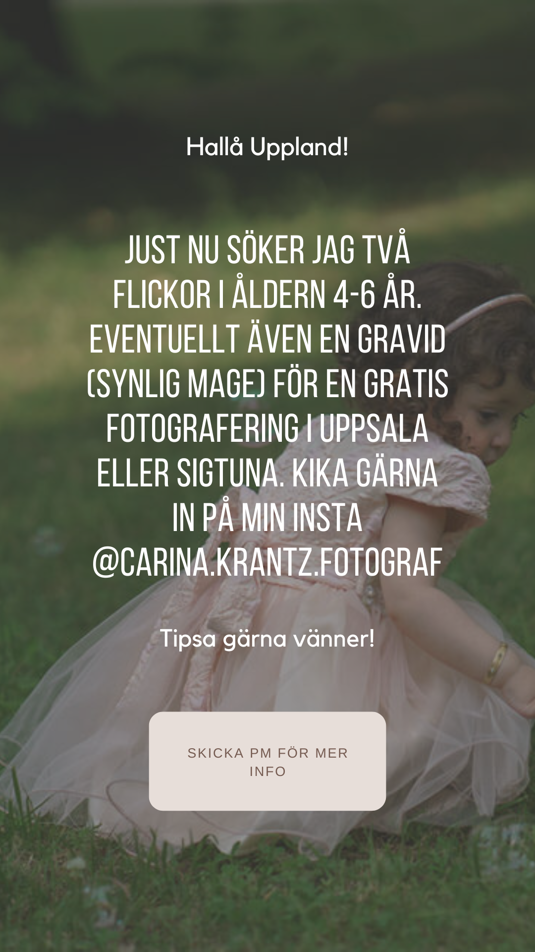 Läs mer om artikeln Just nu söker jag två flickor 4-6 år för gratis fotografering